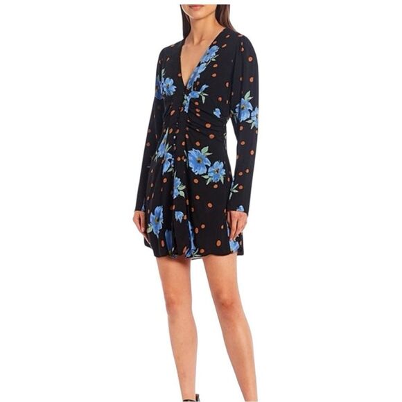 Free People Women's Date Night Mini Dress, Moonlight Combo, Black, Print, M - Picture 1 of 8